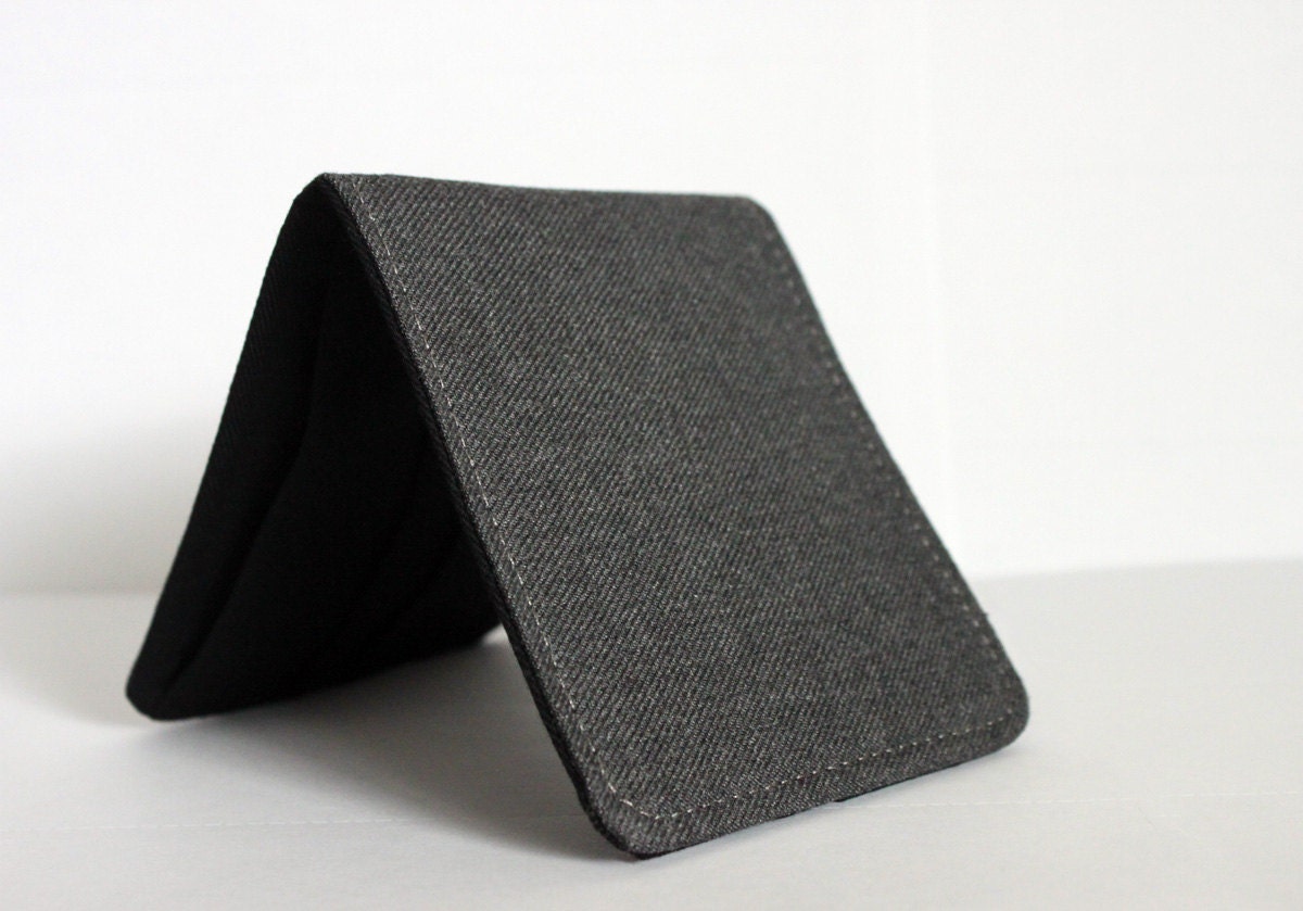 Minimalist Slimline Wallet Dark Grey Wool 5 Pockets Customizable