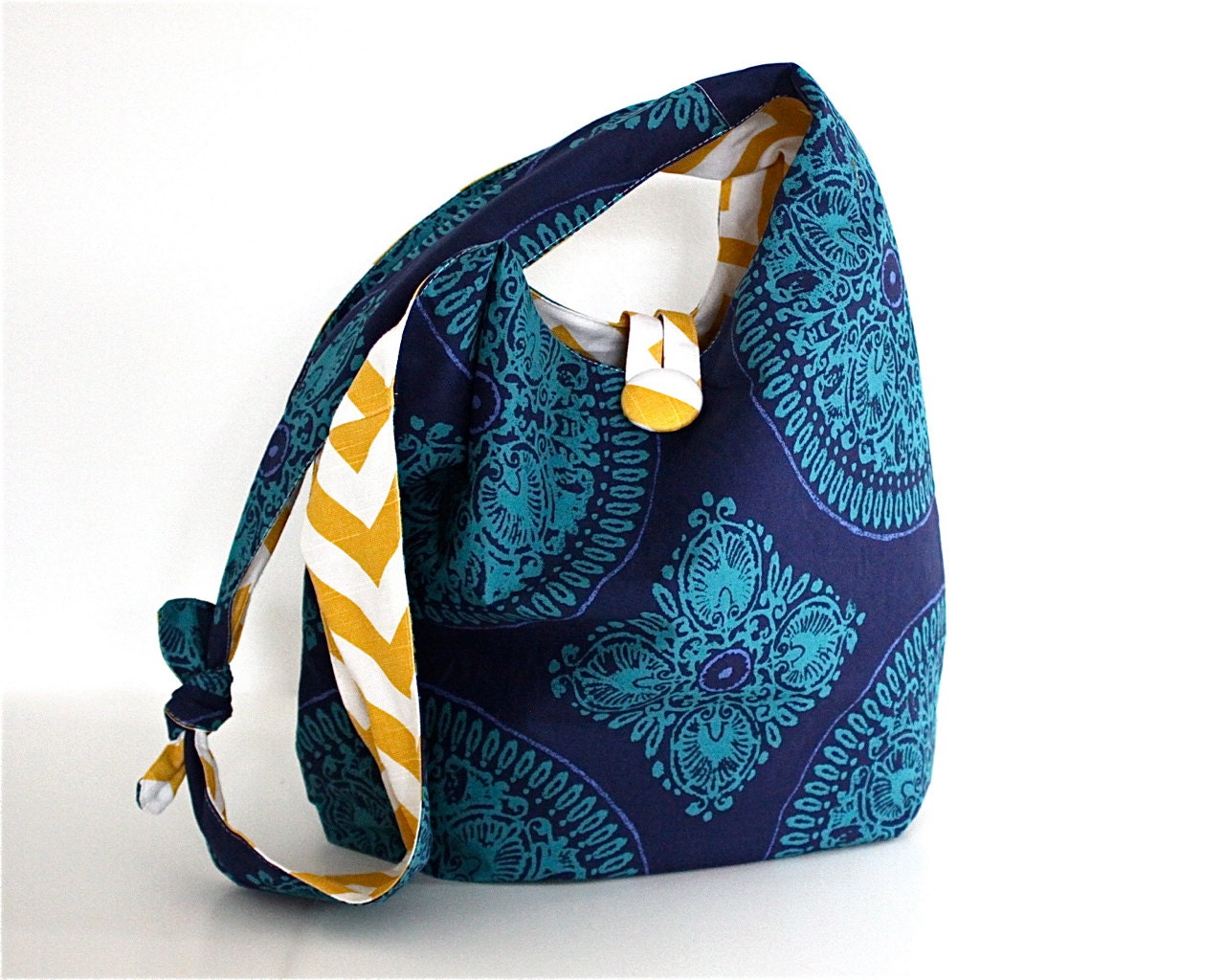 Reversible CHEVRON CROSSBODY Slouch Bag Reversible Project Boho Bag Adjustable Messenger Sling Bag or Shoulder Bag cross body bag hobo bag