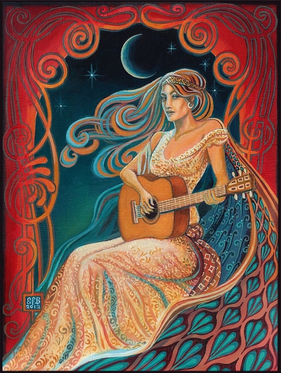 Gypsy Moon Psychedelic Goddess Of Music 5x7 Greeting Card
