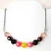 Mod Inspired Colorful Beaded Necklace -Pink Black Yellow Mix - Lovey Sweet