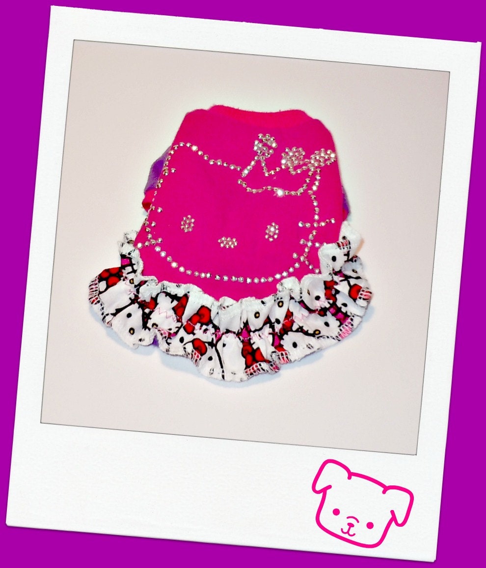 Hello Kitty Dog Tunic Pink Purple Bling Teacup Breeds Puppy Ruffles Girl