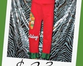 Girls Christmas Leggings Happy Meal Leggings McDonalds Holiday Wreath Hamburger French Fries Size 7/8