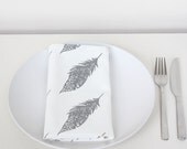 Organic Cotton Pair of Napkins - Grey Feathers