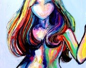 Figure painting abstract nude oil on canvas by Aja 16x20 Femme 313