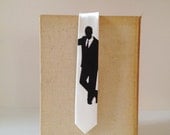 Dapper Mad Men Screen Print Necktie. Cream Tie.