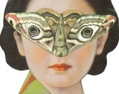Surrealism Original Collage Surrealist Art Moth Woman Face Surreal Strange Art