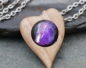 Boro Glass and Wood Dragon Heart Pendant Spalted Pecan Dichro Collaboration