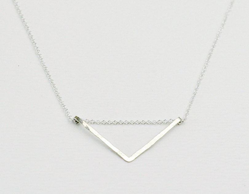 Sterling chevron - delicate silver modern v necklace - minimalist jewelry - edor  gift for her