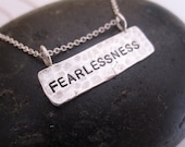 Hand stamped necklace serenity tag