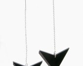 black acrylic heart triangle earrings