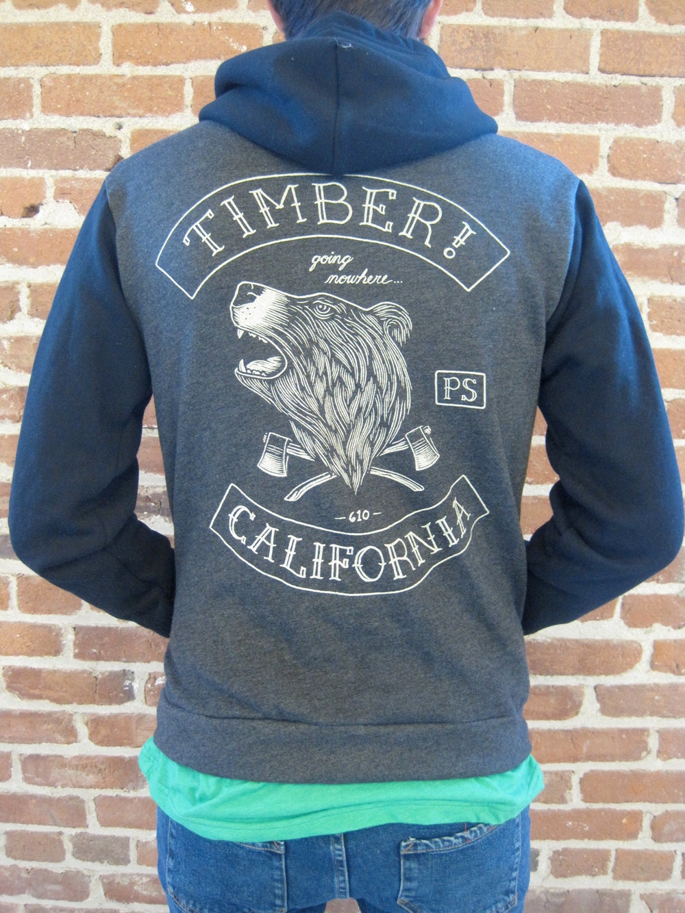 GROWLERS on charcoal/black zip up hoody