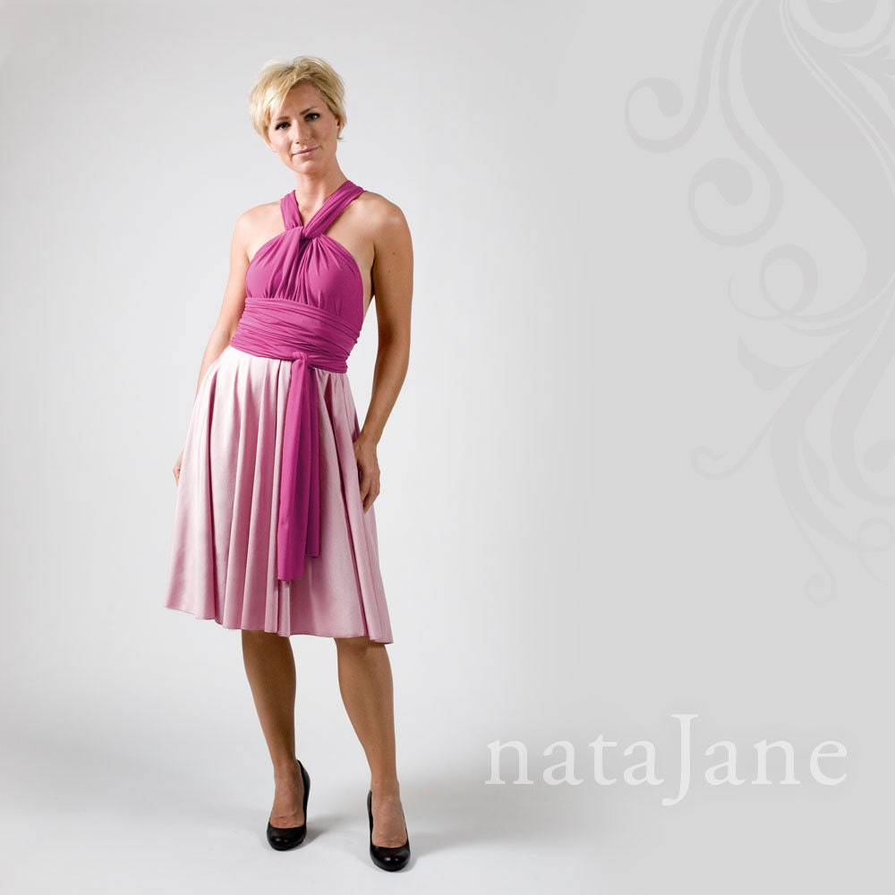Two tone Coda wrap dress, available in 45 colours