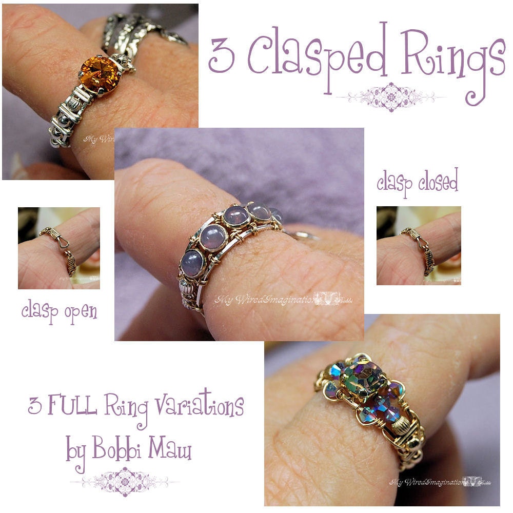 3 Clasped Rings  - 3 FULL VARIATIONS - Wire Jewelry Tutorial - Instant Downloadable Pdf File