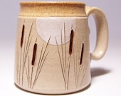 Cattails and Moon Pottery Coffee Mug Limited Series 39 (microwave safe) 12oz - JimAndGina