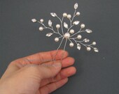 Wedding Hair Accessories, Bridal Hairpins, Ivory White Pearls Rhienstone Hair Vines Headpiece Haircomb, Bridesmaids Hairpins