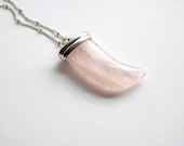 Rose Quartz Crystal Tusk Necklace - Handmade Jewelry - Free Shipping in the US - Summer Fashion