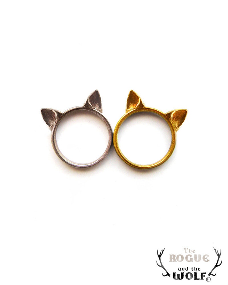 Kitty Ears Ring, cute cat ring, novelty ring, kitten sweet kawaii ring, animal fashion ring, neko ears ring, for the sweet girlfriend