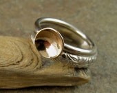 Modern Wedding Band Set in Sterling Silver & Solid 14k Gold Engagement Ring Romantic Wedding Ring Yellow Gold