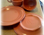 4pc Meladur Melmac Lunch Set Russel Wright designed Salad Plates and Cups for General American