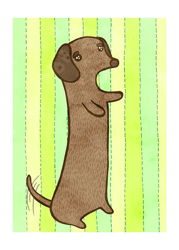 Dachshund Dog 5x7 Illustration Print