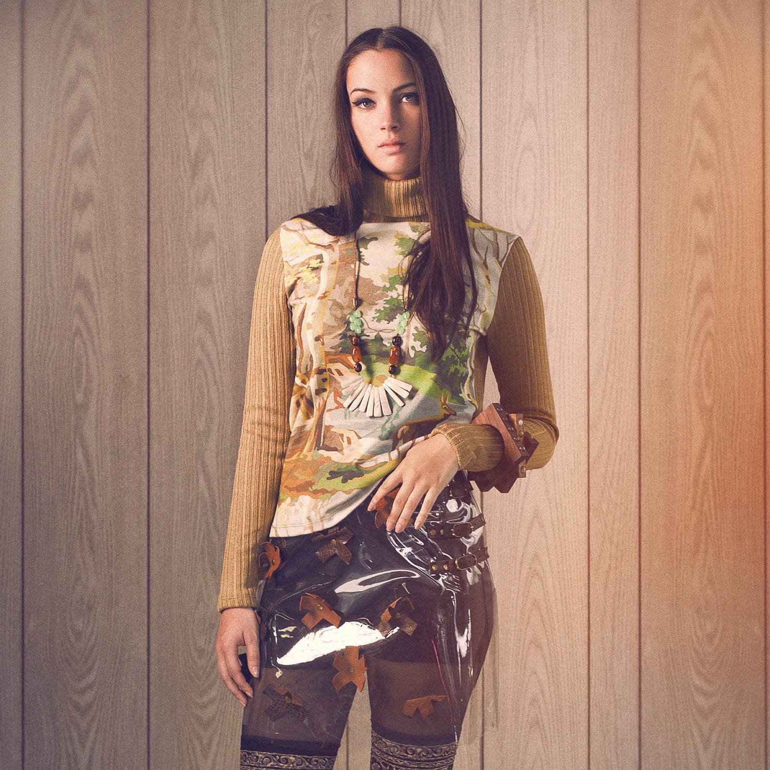 The Gloria Turtleneck - Basic Turtleneck with Chunky Rib knit and Digitally printed fabric - M, L