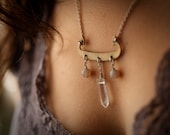 Pharaoh's Ferry Necklace - Dainty Brass and Silver with quartz crystal