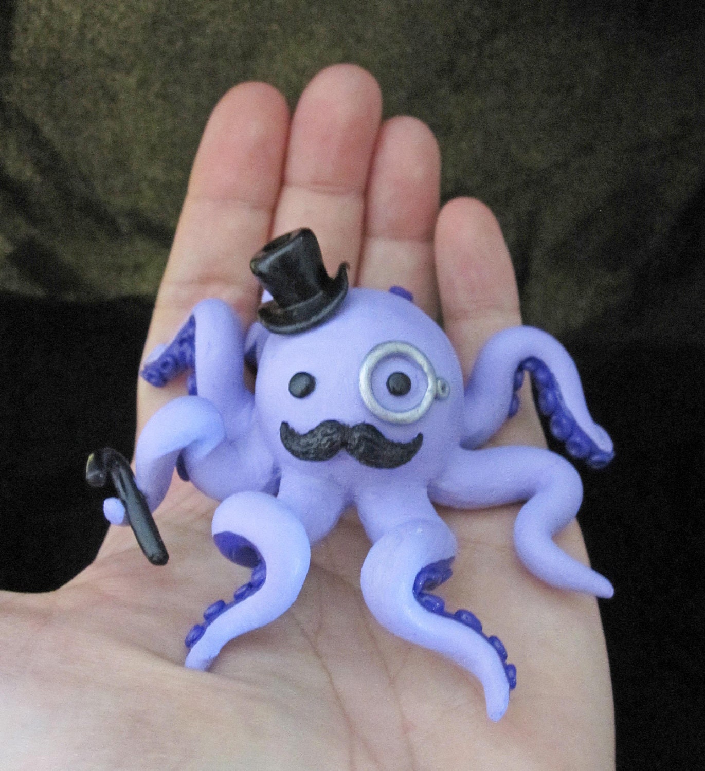 Custom Color Gentleman Octopus with a Mustache Monocle and Top Hat Statue