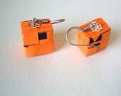 Neon Construction Cone Orange Eco Earrings Woven With Rescued Paper