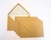 Kraft envelope liners, blue green fishes pattern - Set of 5