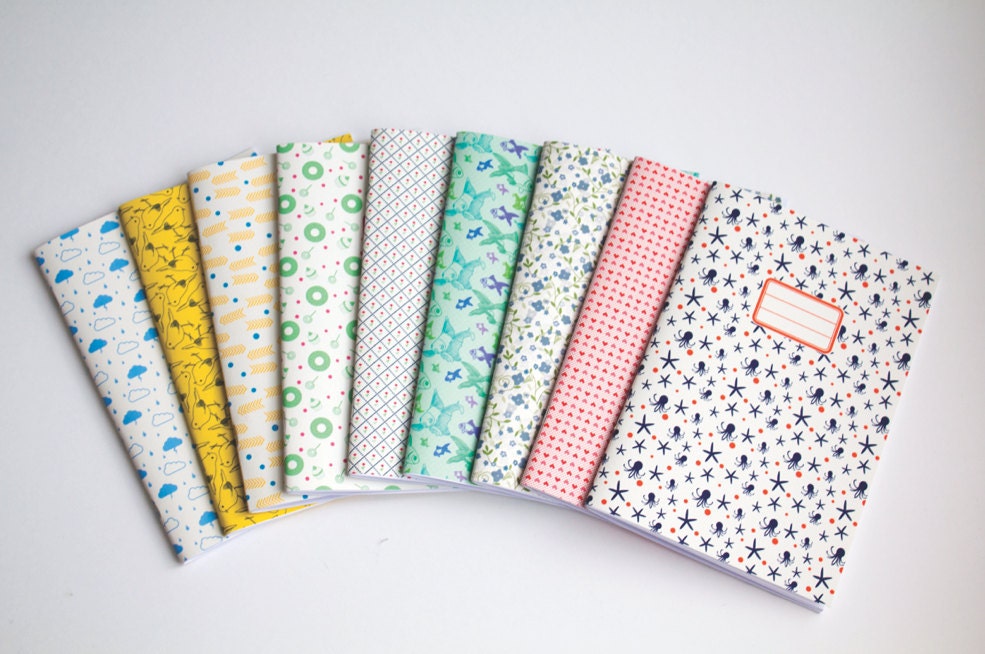 Notebook - Set of 3 blank notebooks - Choose your Cahier Cover - Cute Paper Goods
