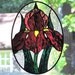 Stained Glass Purple Iris Suncatcher Oval Panel