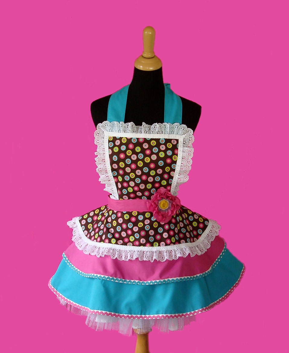 Womens Retro Apron 50s diner retro apron polka dot apron SIZE 12 OR LARGER