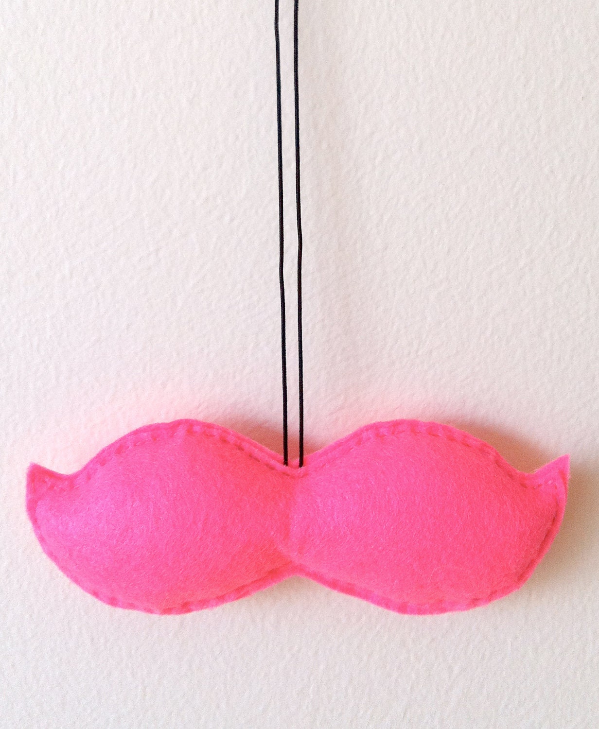 Neon Pink Felt Plush Wearable Mustache