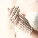 Vintage ivory fishnet gloves, Bridal gloves, crochet netting, beige gloves