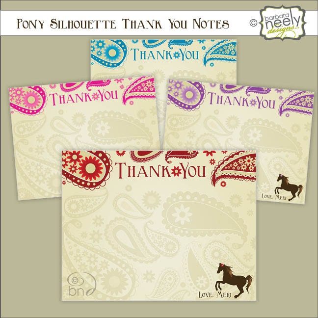 Pony Silhouette Thank You Notes
