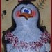hand painted penguin gourd ornament hp winter bird christmas glitter garland holiday pine snowflake icicles PEPPERMINT prim chick ofg