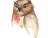 Owl Painting - archival print of my original watercolor - children's art, nursery decor