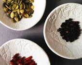 Set Of 3 Serving Bowls- White Porcelain Ceramic Dinnerware Tableware With Vintage Lace Texture Handmade Pottery Gift For Her or Hostess