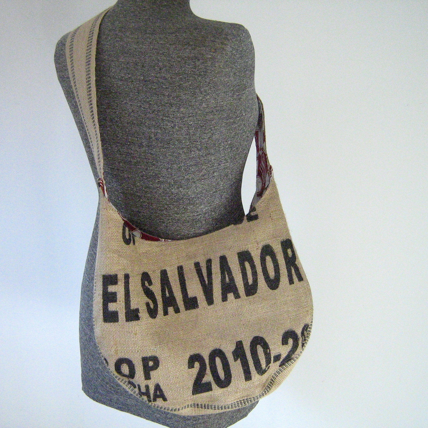 Repurposed Burlap Coffee Bag Hobo Bag, Purse, Crossbody Bag