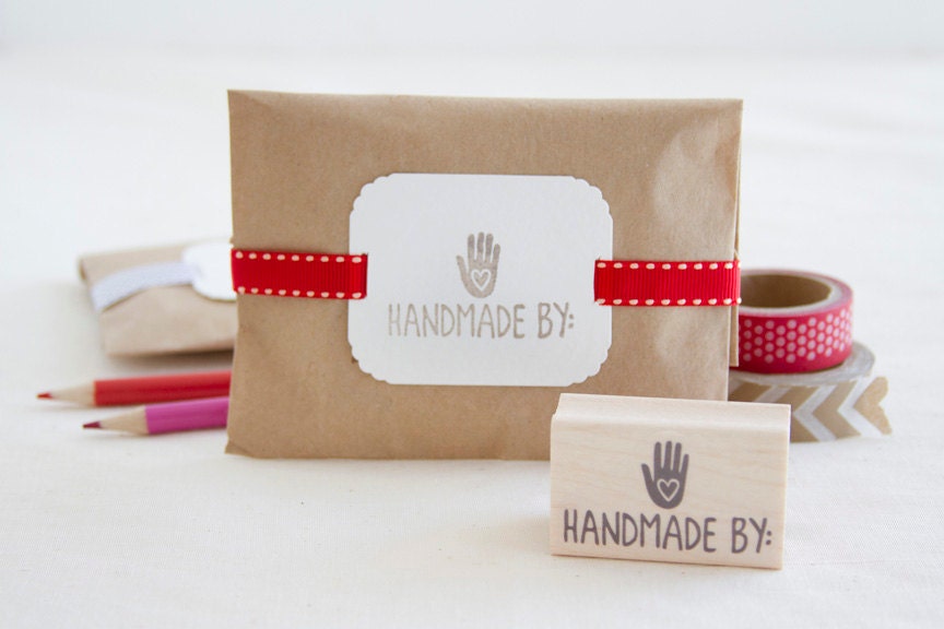 Handmade By Rubber Stamp - Personalize Handcrafted Items - Great 4 Crafters Scrapbookers Bakers Artists Moms & Anyone Who Makes Stuff