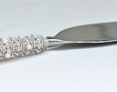 ENGRAVED Cake Server Knife Cutter Beaded In Swarovski Crystals, Fresh Water Pearls, Glass Beading CUTS And SERVES