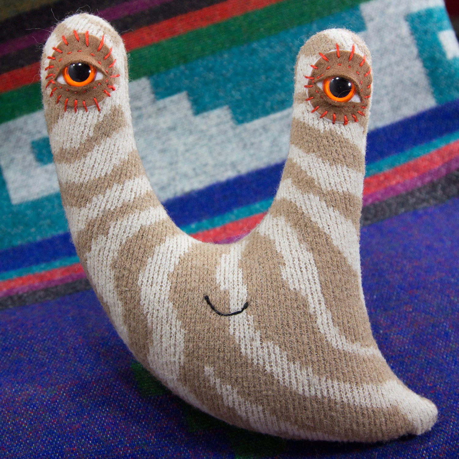 VERY LAST based rare tiger slug in recycled zebra tiger stripe merino wool