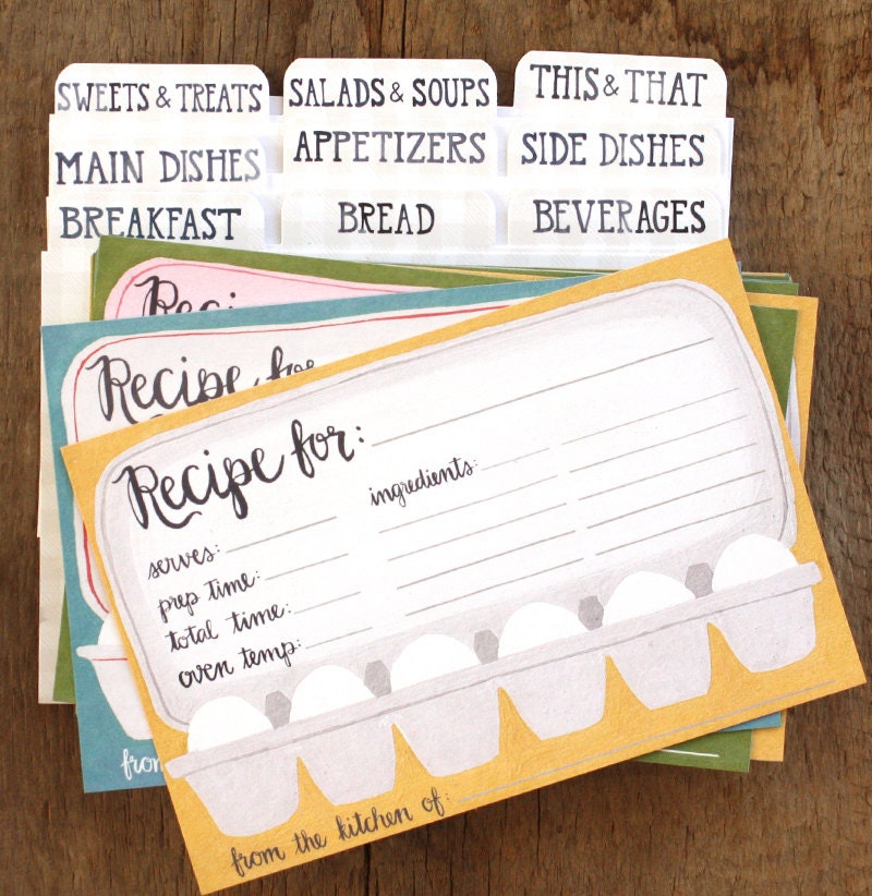 Egg Carton Recipe Cards Set of 15