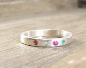 Jewelry - Gemstone Jewelry - Personalized Jewelry - Sterling Silver Birthstone Ring -  Wedding Jewelry  Custom Jewelry -  Mother Ring