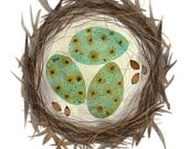 bird nest giclee art print watercolor reproduction