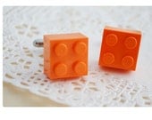 Cufflinks With LEGO Bricks - Orange Lego Cufflinks Groomsmen Gift - Graduation Gift