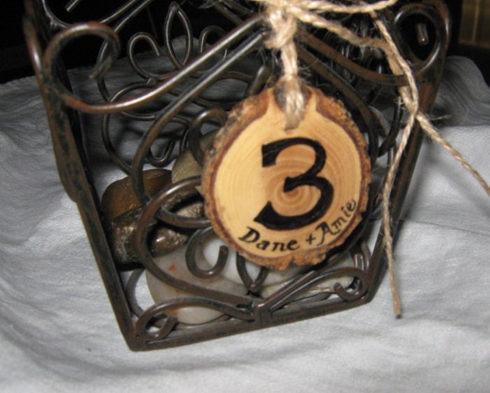 12 Wood Tree Slice Charms Rustic Table Numbers Wooden Wedding Table Number Bridal Bouquet Charm Personalized Glass Charm Custom Basket Charm