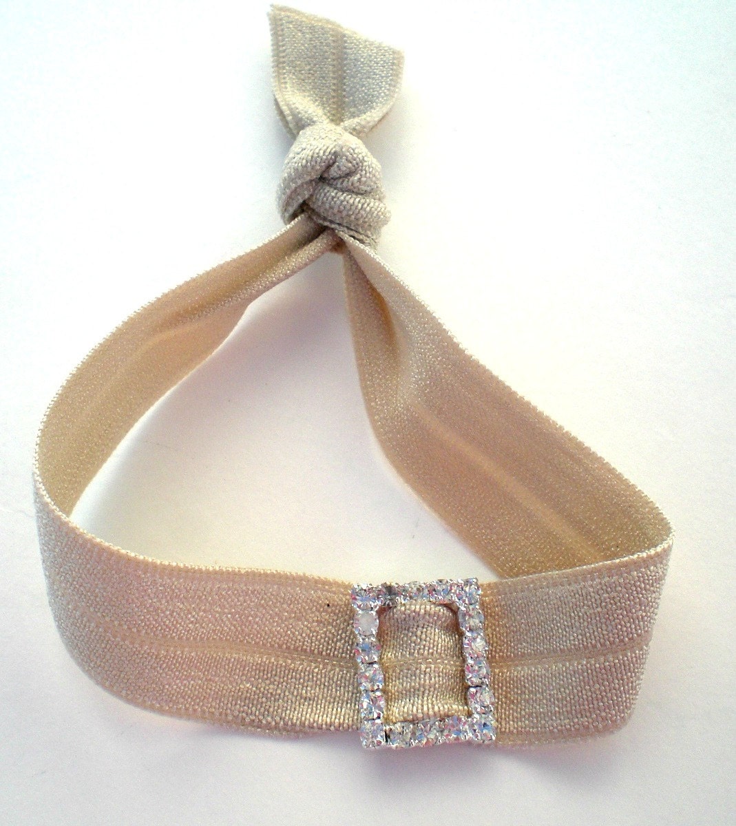 Elastic Hair Tie with Rhinestone Embellishment Doubles as a Bracelet by Bloomingdeals Champagne