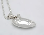 Zelda Ocarina Pendant in Silver with Diamonds