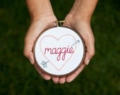 Baby Name Heart Sampler - Custom, Made to Order
